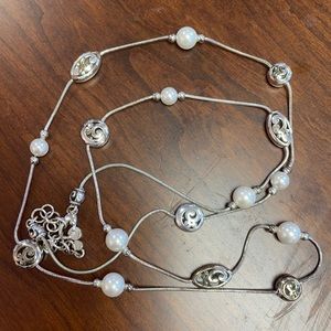 Brighton Long Silver Pearl Necklace